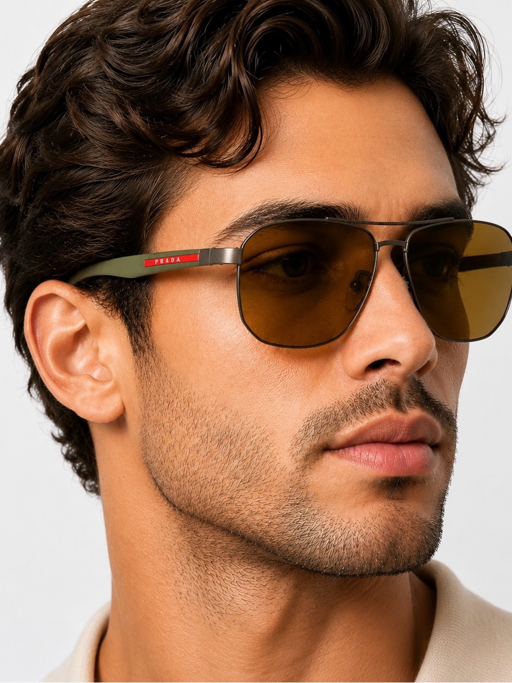 Prada Linea Rossa Green PS 51VS DG1-741 Polarized Aviator Sunglasses NIB Luxury